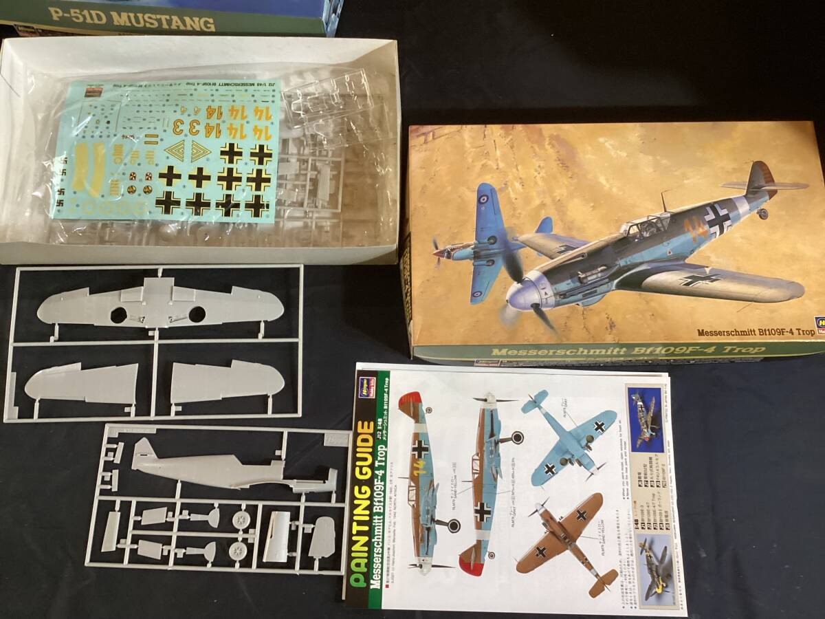 125 Hasegawa メッサーシュミット/Bf109 E-4/ムスタングなど　　未組み立て　現状品　5箱セット　_画像4