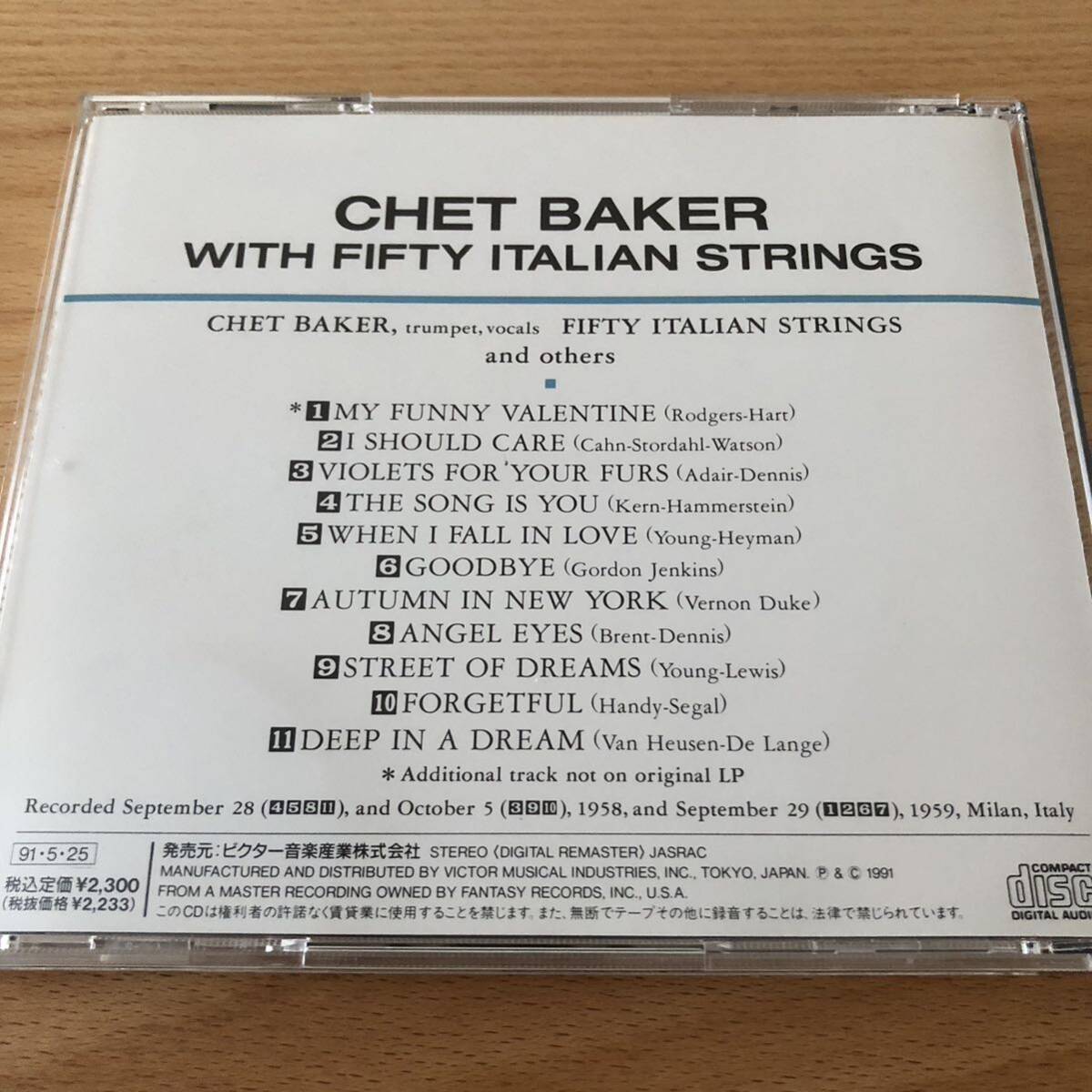 【CD】チェット・ベイカー with ストリングス／マイ・ファニー・ヴァレンタイン_画像3