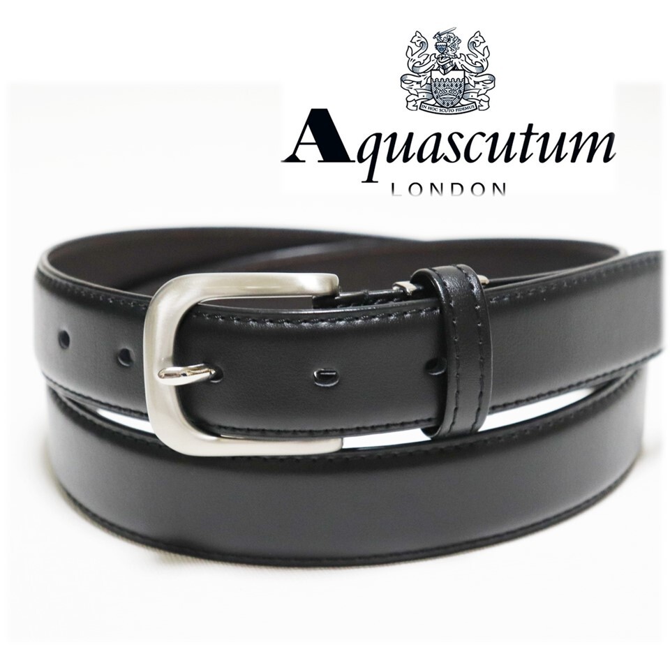 《Aquascutum アクアスキュータム》新品 レザーベルト 97cmまで対応 サイズ調整可 ビジネス 5つ穴 A9241