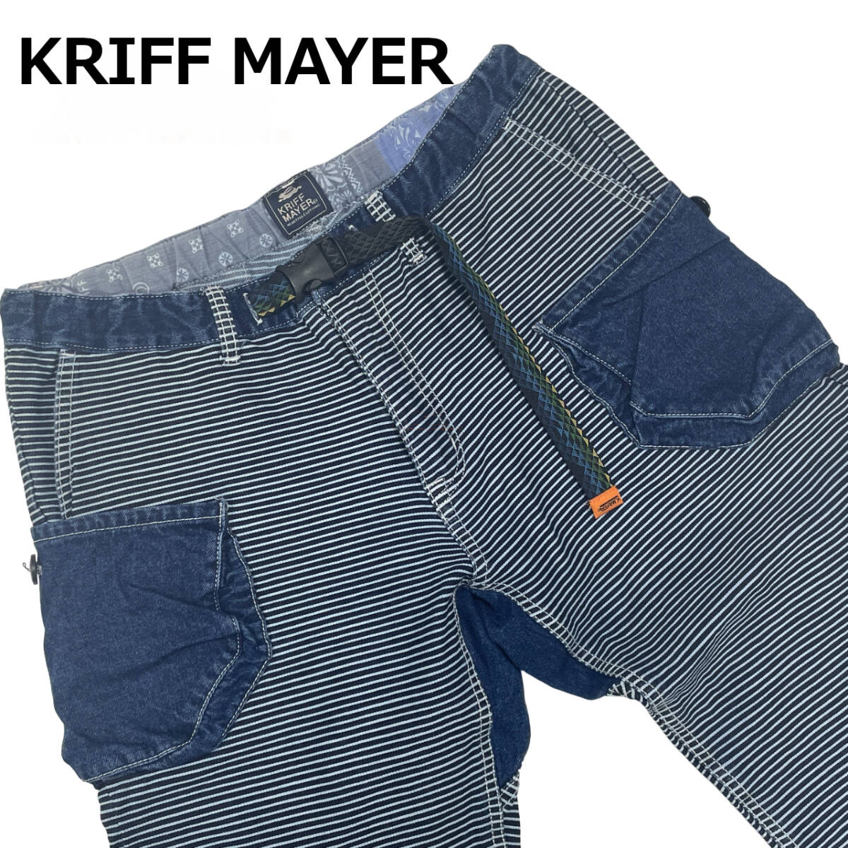 KRIFF MAYER クリフメイヤー キャンプパンツ Mサイズ (約78cm) 切り替 ボーダー デニム クライミング パンツ_画像1