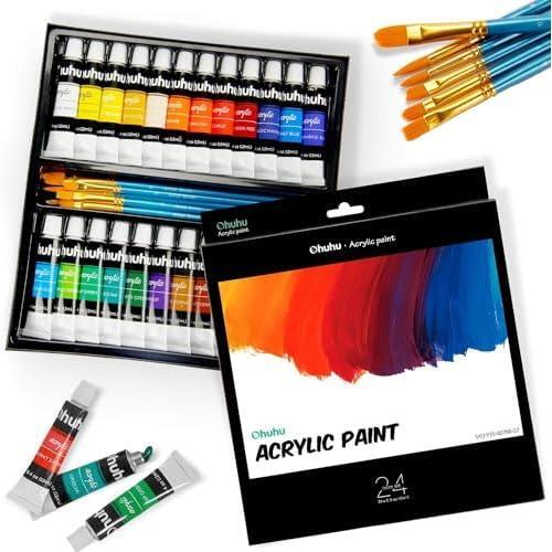24 color 6ps.@ writing brush acrylic paint 12ml 30 point set 