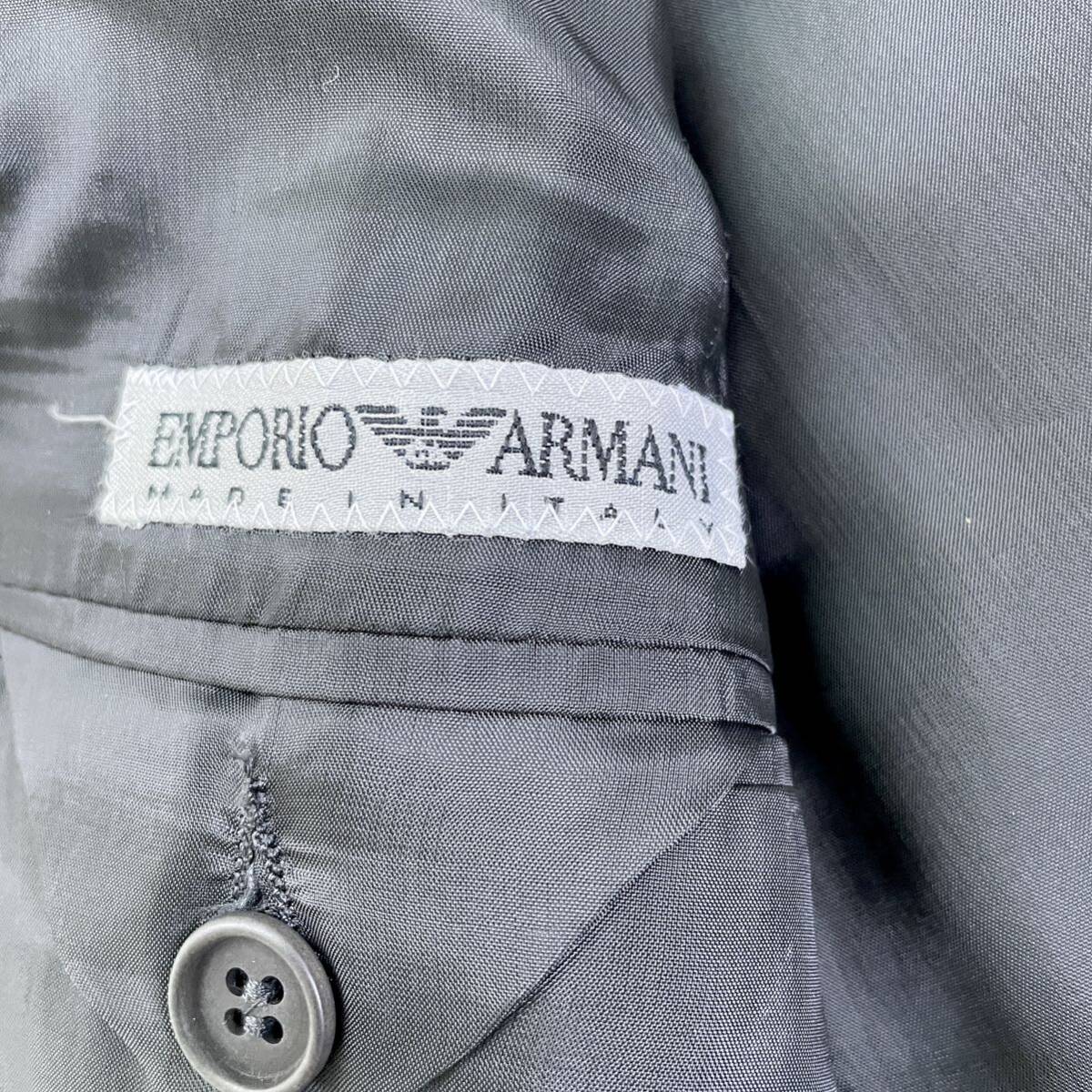 極美品/エンポリオアルマーニ EMPORIO ARMANI スーツ セットアップ グレーカラー 48サイズ 3B 高級紳士服 イタリア製 ツータックパンツ_画像9