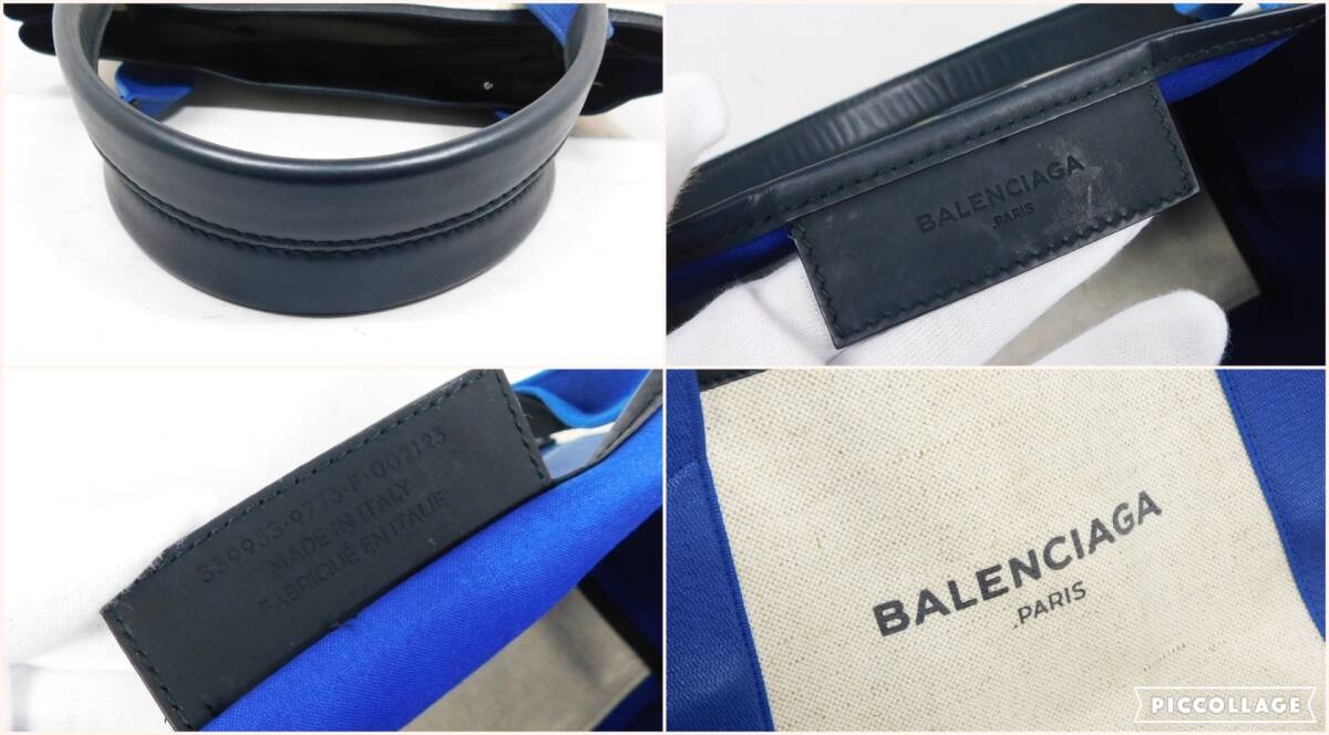 BALENCIAGA Balenciaga * NAVY CABAS S размер покрытие парусина большая сумка голубой сумка имеется 