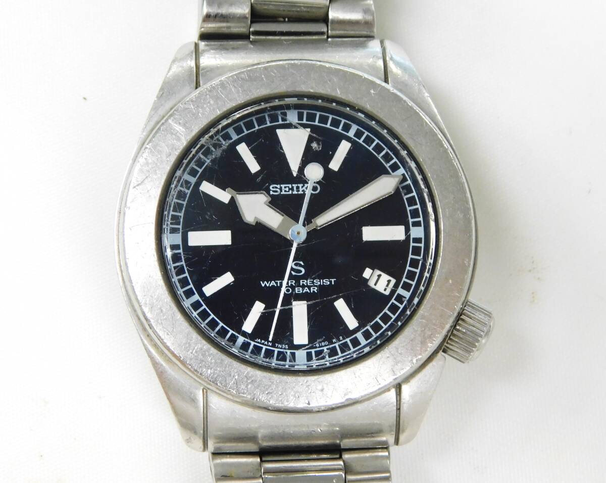 SEIKO セイコー ★ 7N35-6150 デイト クオーツ 黒文字盤 メンズ 動作未確認／現状出品_画像1