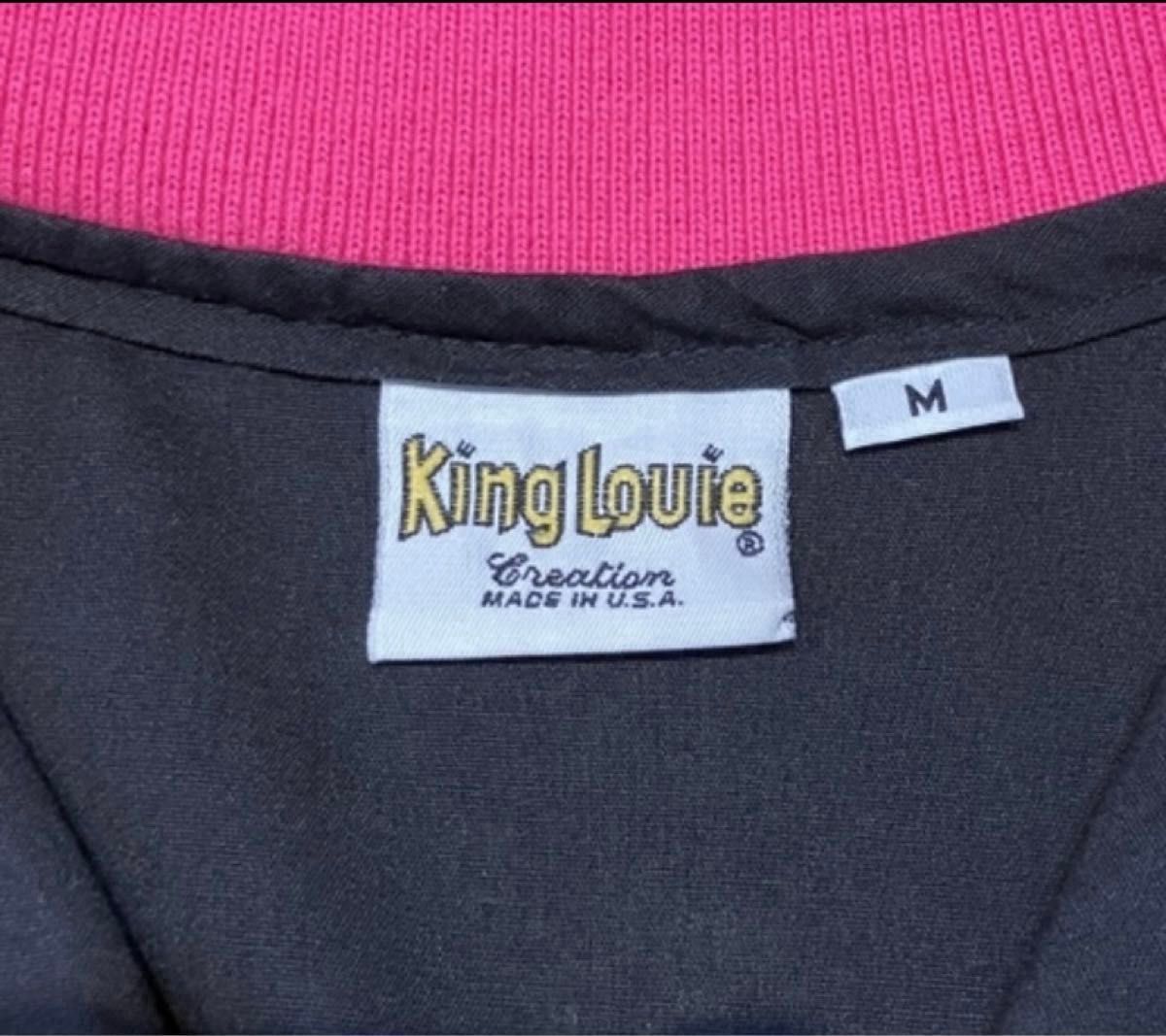 希少70'S King Louie USA製キングルイ ボーリングシャツ ラバープリント メンズ黒M ビンテージ 程度中