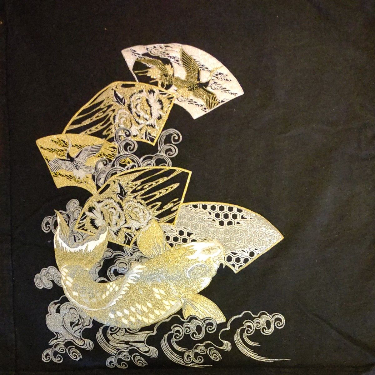 華鳥風月　半袖Ｔシャツ　Ｌサイズ　鯉ラメプリント