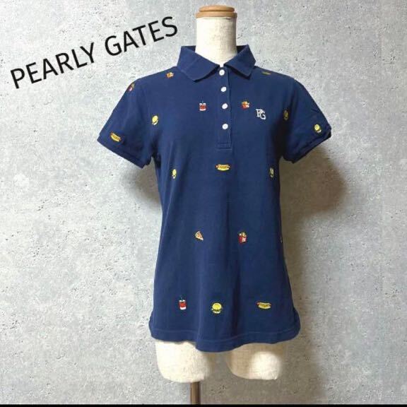 PEARLY GATE パーリーゲイツ 半袖ポロシャツ ハンバーガー ポロシャツ 半袖 ネイビー 紺色 襟 ゴルフ golf ゴルフウェア_画像4