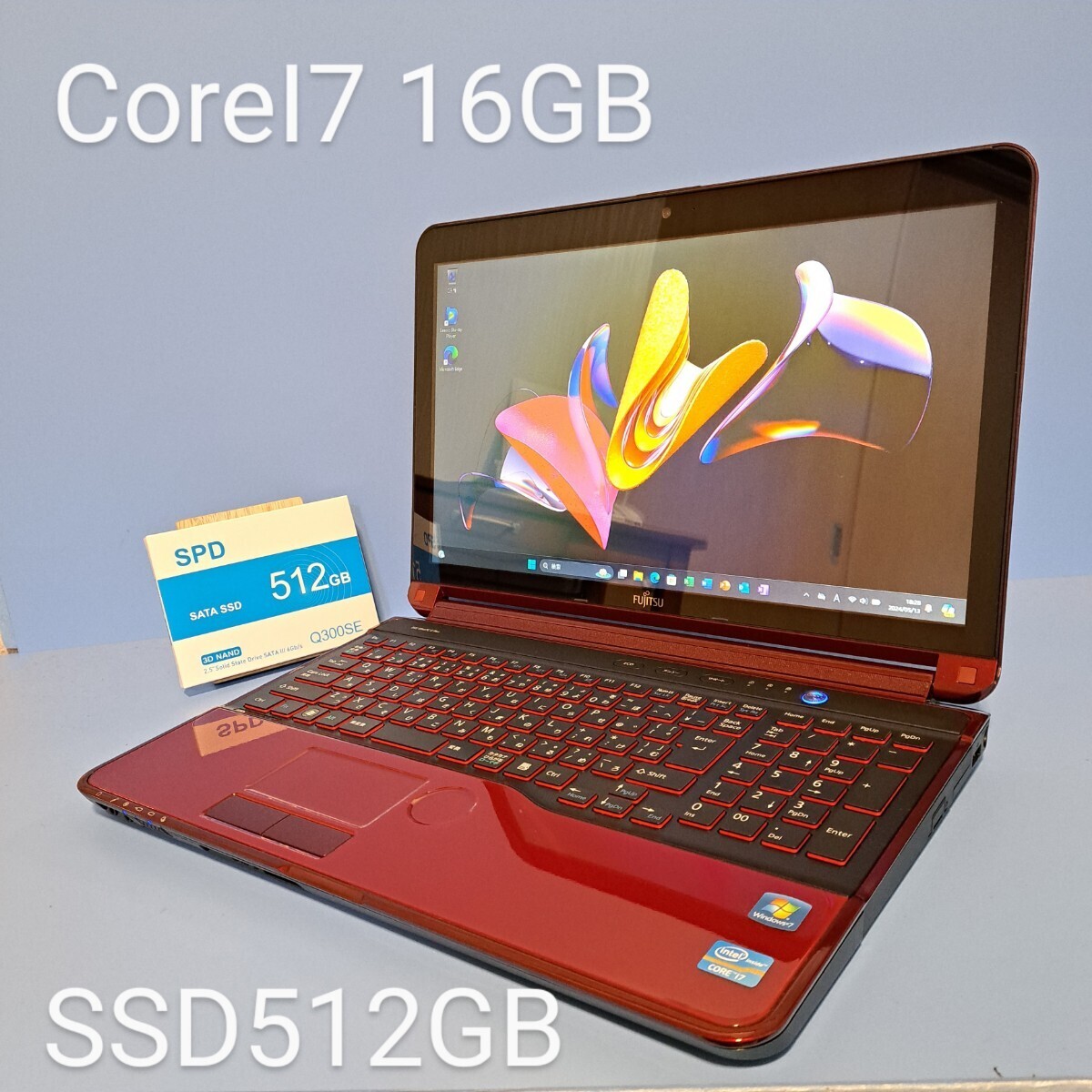 * сильнейший Corei7* память 16GB/ новый товар SSD512GB/LIFEBOOK/AH77/H/Windows11Pro/Web камера /Office2019H&B/ Fujitsu /FUJITSU/ гранат красный /4 core 