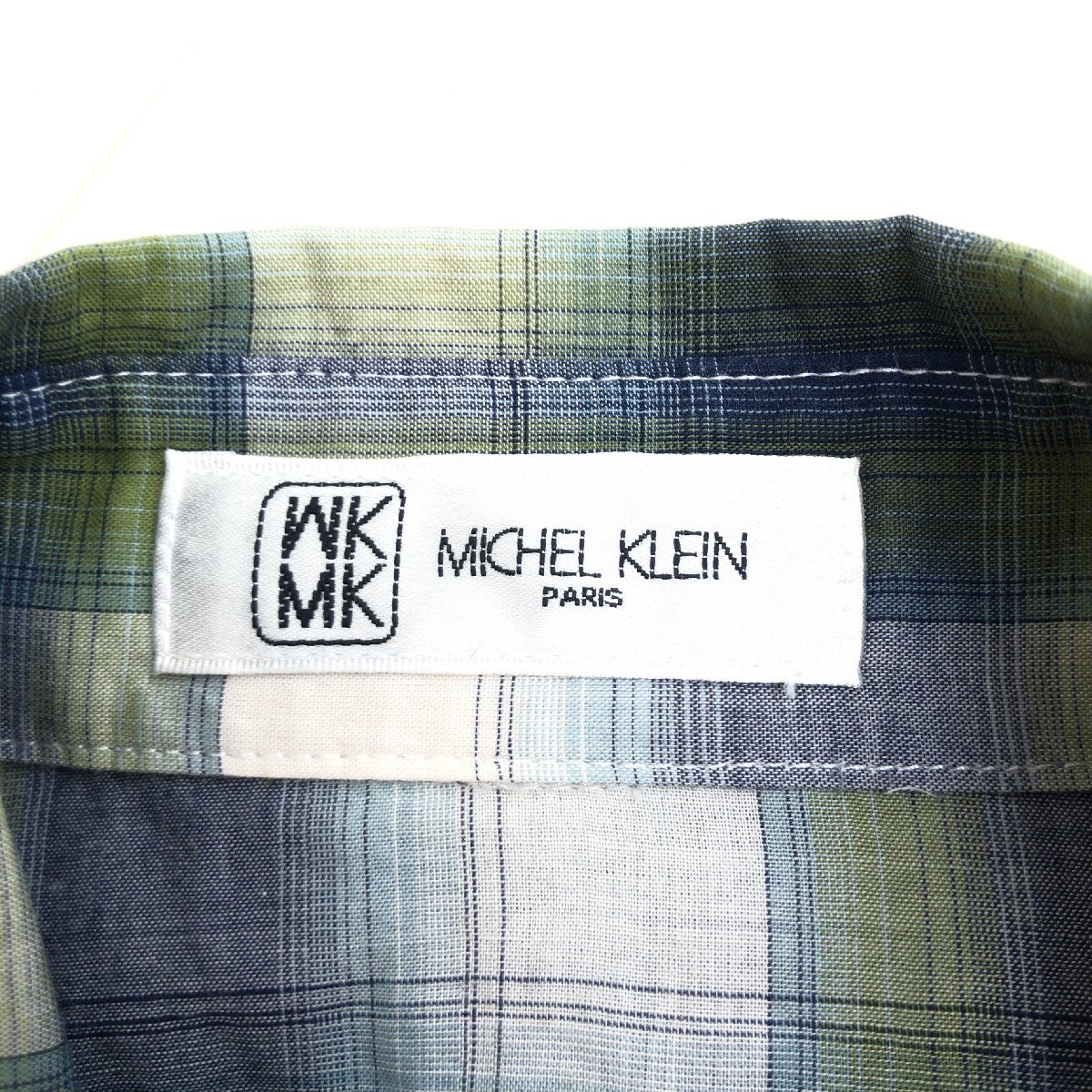 美品 MICHEL KLEIN ミッシェルクラン タータンチェック フライフロント シャツ ワンピース 38(M) チュニック ミモレ丈 長袖 レディースの画像3