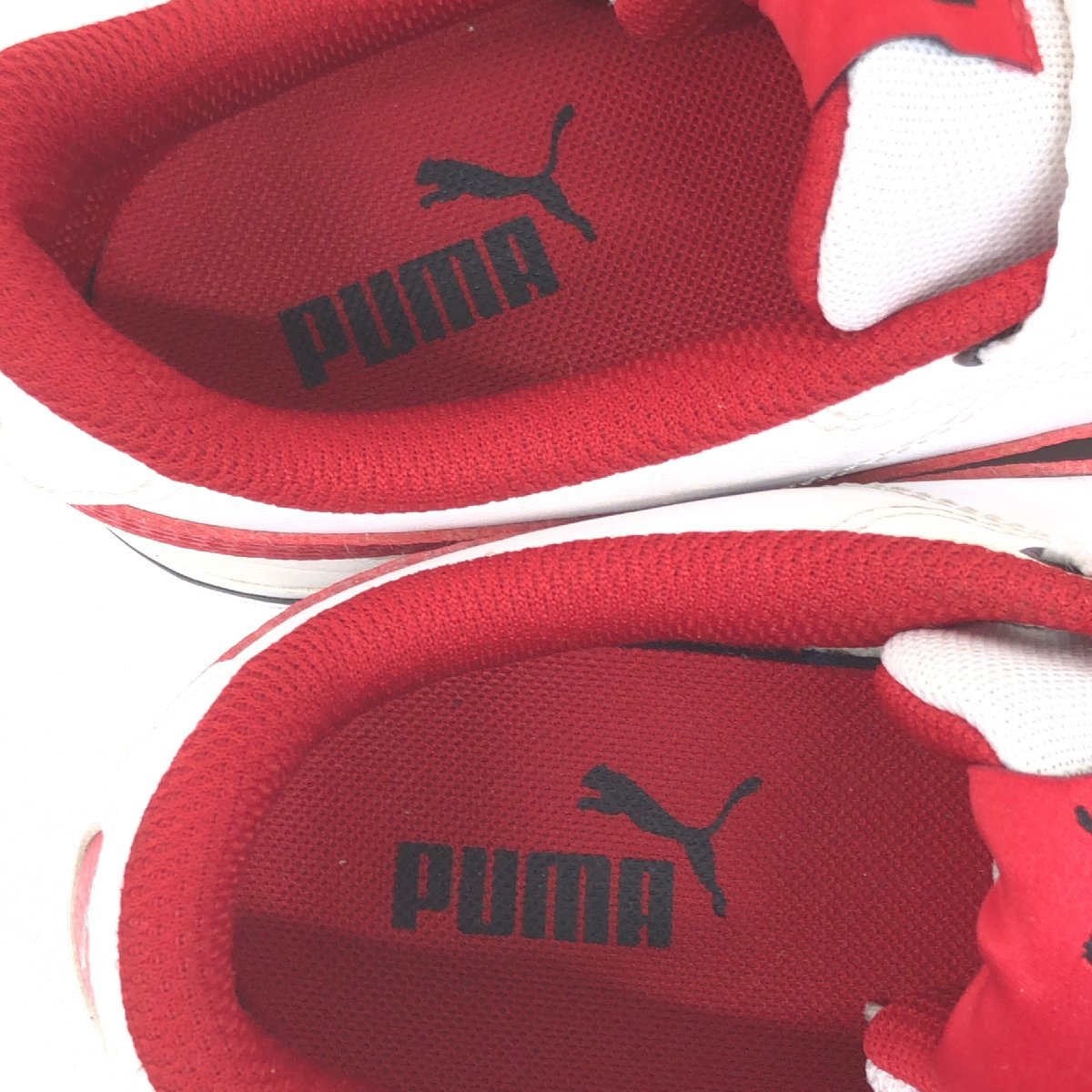 ●PUMA プーマ コートポイントバルクV2BG エコレザー ローカット スニーカー 23.5cm 白×赤 ホワイト レッド レディース 女性用 婦人の画像5