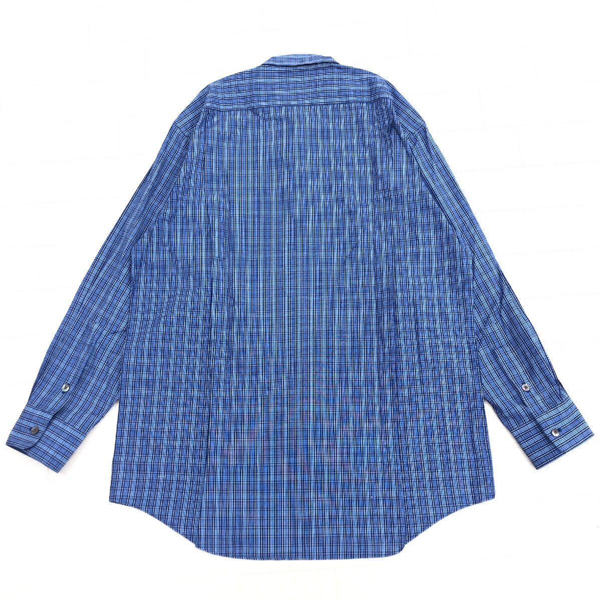 美品 90's BURBERRYS' バーバリーズ ホース刺繍 チェック シャツ LY(L相当) 紺系 ネイビー系 長袖 古着 ヴィンテージ 90年代 日本製 紳士の画像2