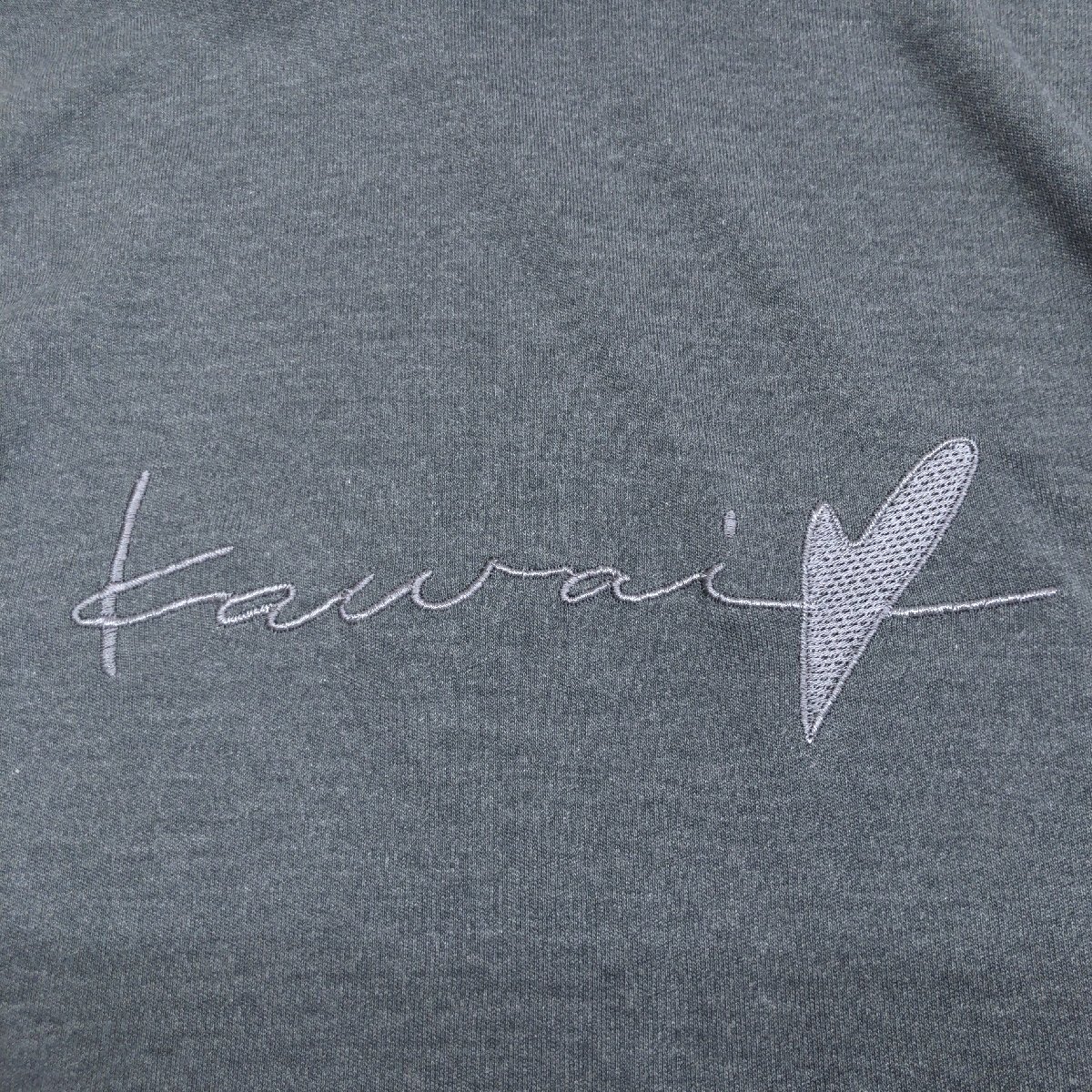  новый товар KAWAI OKADA Kawai okada Logo вышивка ta-toru шея cut and sewn LL темно-серый long T футболка XL 2L свободно большой женский не использовался 