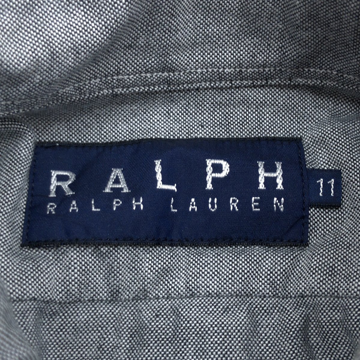 美品 RALPH LAUREN ラルフローレン ポニー刺繍 コットン100% シャツ 11(L) グレー系 ブラウス 長袖 国内正規品 レディース 女性用_画像3