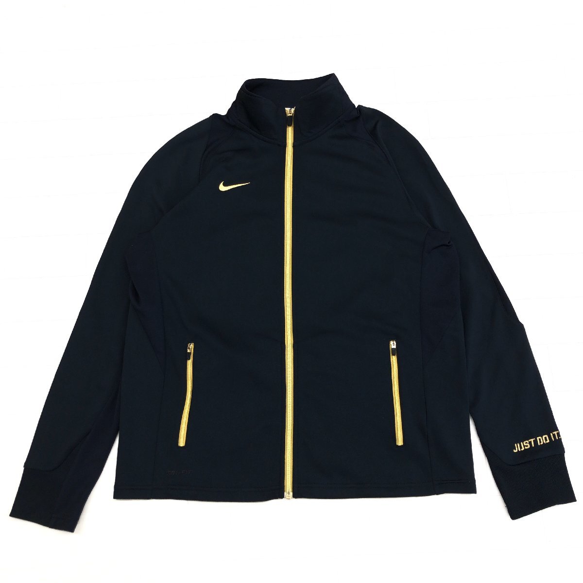 ●美品 NIKE ナイキ DRI-FIT 吸水速乾 ドライ ジャージ ジャケット XL 黒×金 ブラック ゴールド ブルゾン 2L LL 特大 大きいサイズ メンズ_画像1