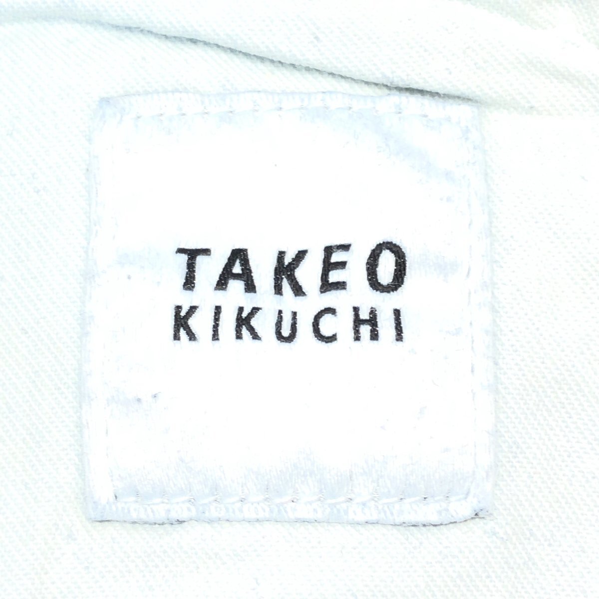 ●TAKEO KIKUCHI タケオキクチ USED加工 ストレッチ テーパード デニム パンツ 3(L) w84 紺 インディゴ ジーンズ レザーパッチ 日本製 紳士_画像3