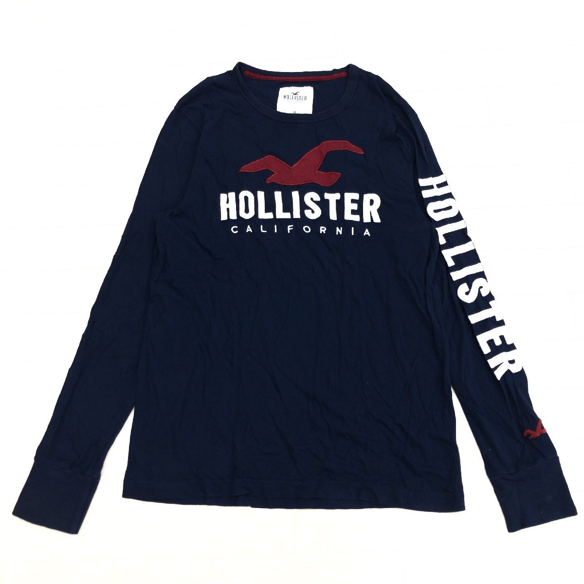 HOLLISTER ホリスター ロゴワッペン Tシャツ M 濃紺 ネイビー 長袖 ロンT アメカジ 古着 国内正規品 メンズ 紳士_画像1