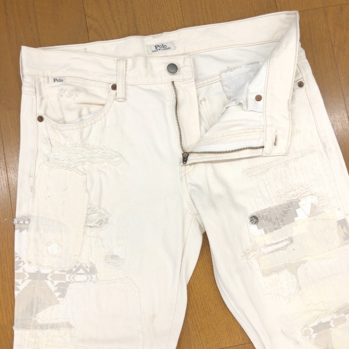 ●POLO RALPH LAUREN ポロ ラルフローレン 定価37,400円 ASTRO SLIM リメイク加工 ボーイフレンド デニム パンツ 28 w86 ゆったり 大きい_画像4