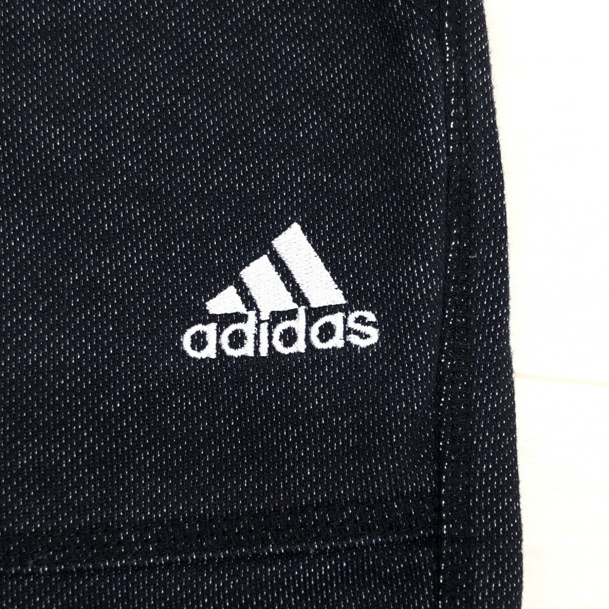 adidas アディダス ロゴ刺繍 デニム スウェット クロップド パンツ L 黒系 ブラック系 ジョガーパンツ ジーンズ 国内正規品 レディース_画像4