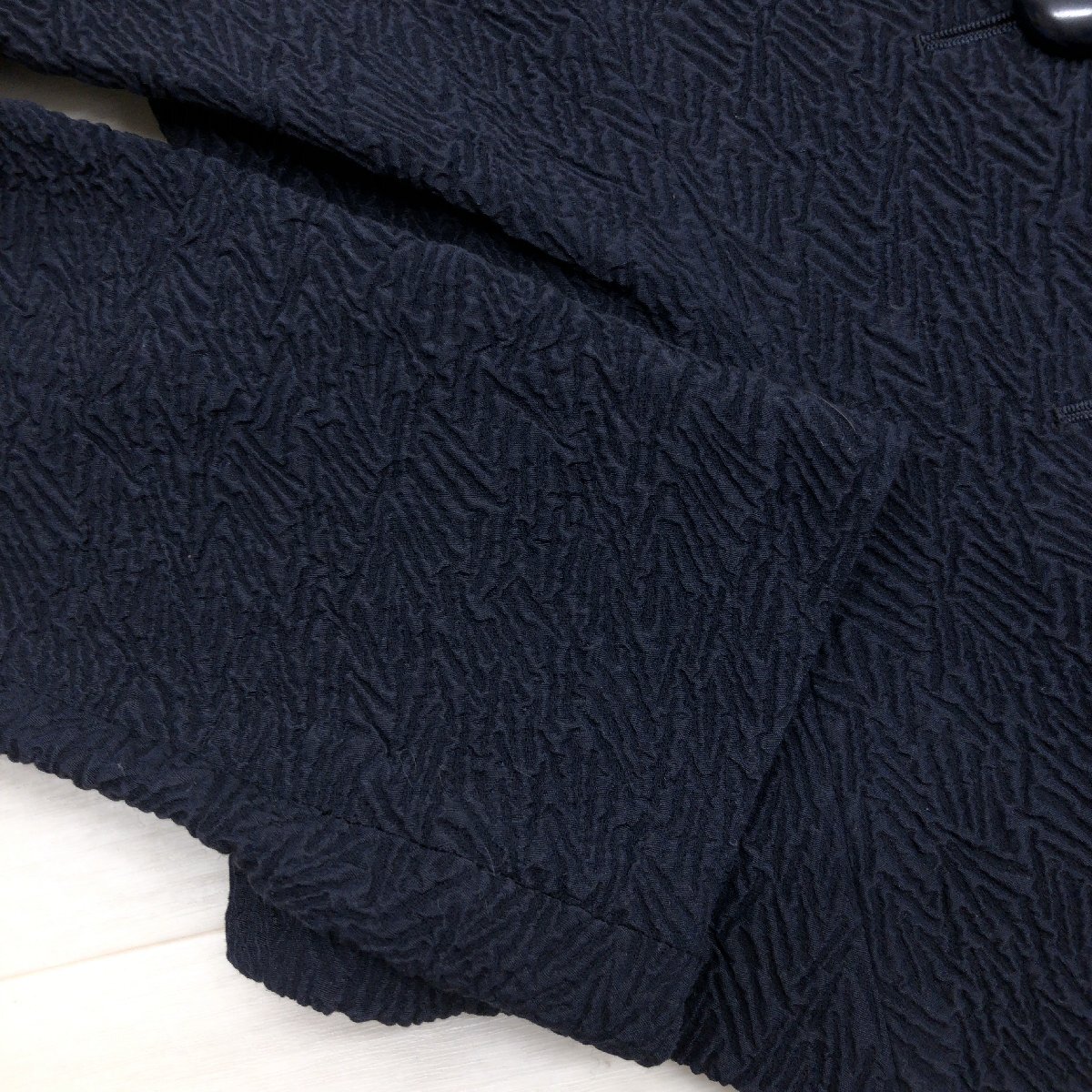 ●美品 Christian Dior クリスチャンディオール プリーツ加工 シルク スカートスーツ 上下セットアップ 9(M) 濃紺 ノーカラージャケット_画像6