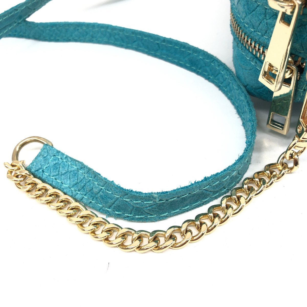 * made in Italy BORSE IN PELLEboru autograph Pele python type pushed . original leather Mini shoulder bag turquoise blue shoulder .. diagonal .. lady's 