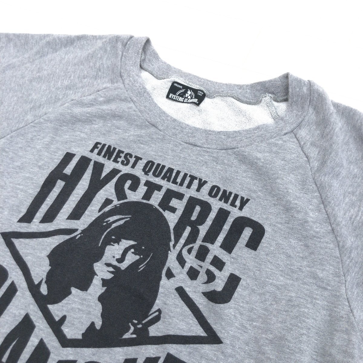 美品 HYSTERIC GLAMOUR ヒステリックグラマー スウェット チュニック プリント トレーナー F グレー 半袖 カットソー カットオフ 女性用_画像5