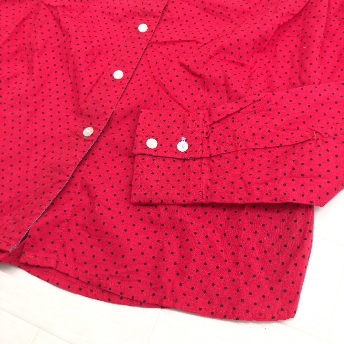  beautiful goods TOMMY HILFIGER Tommy Hilfiger cotton 100% Logo embroidery polka dot pattern shirt S(JP:M) red dot blouse long sleeve domestic regular goods for women 