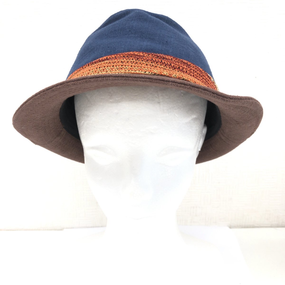 ◆帽子屋 Flava フレイヴァ 麻 リネン 中折れハット F ネイビー×ブラウン 帽子 国内正規品 メンズ_画像6