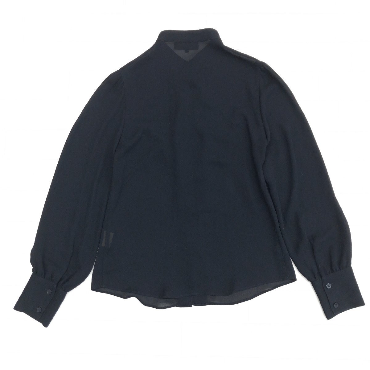 美品 UNTITLED アンタイトル スタンドカラー シアー フリルシャツ 2(M) 黒 ブラック 日本製 ブラウス シースルー 長袖 レディース 女性用_画像2