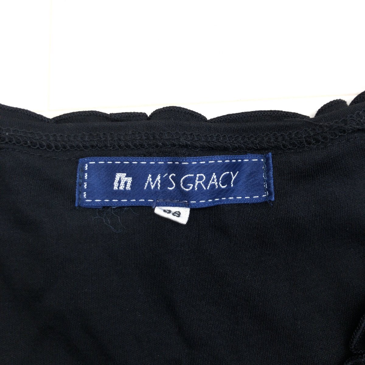 美品 M’S GRACY エムズグレイシー コットン100% フリル カットソー 38(M) 黒 ブラック 日本製 半袖 Tシャツ 国内正規品 レディース 女性用_画像3