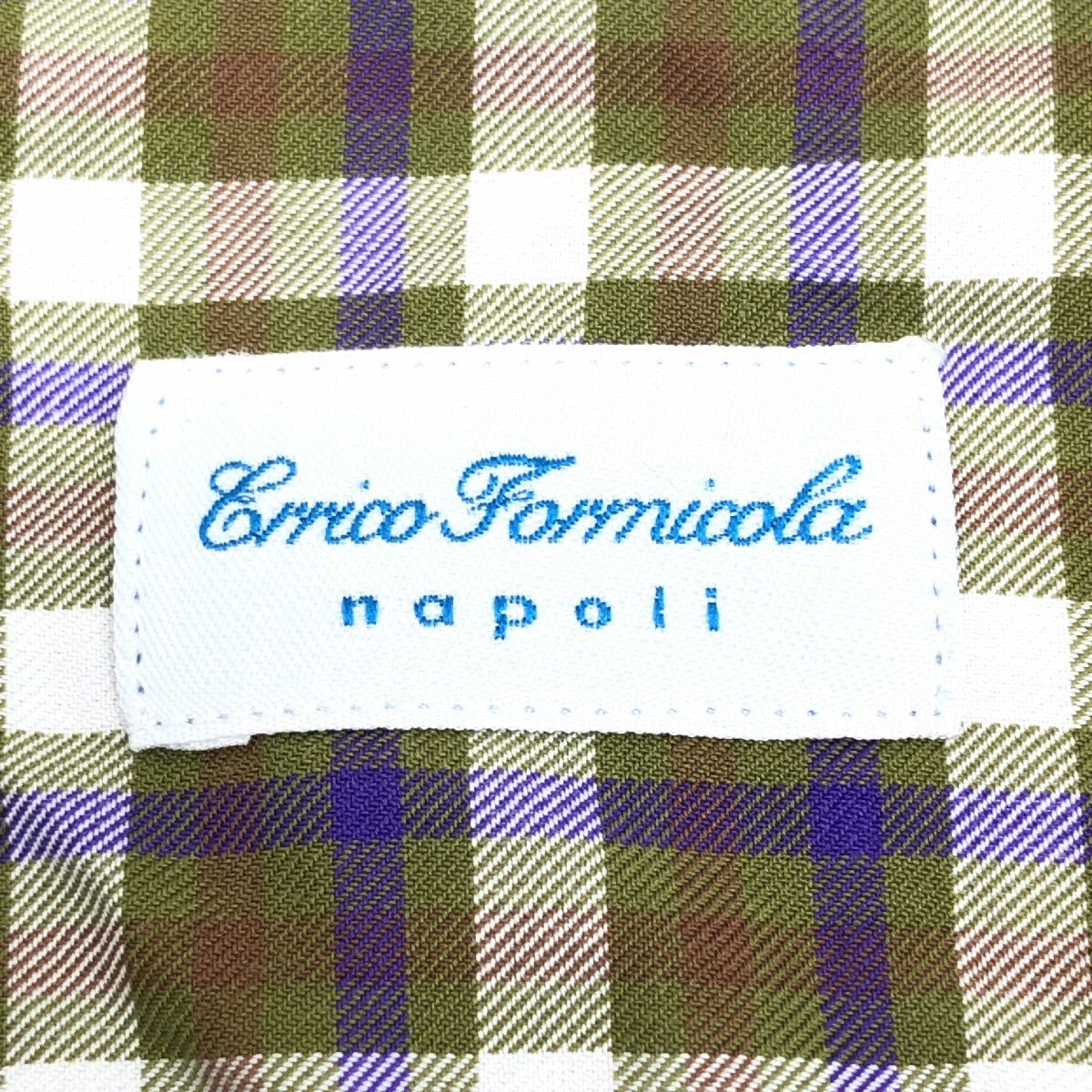 伊製 E.Formicola エリコフォルミコラ チェック柄 コントラストカラー ドレスシャツ 41(L相当) 長袖 イタリア製 メンズ 紳士_画像3