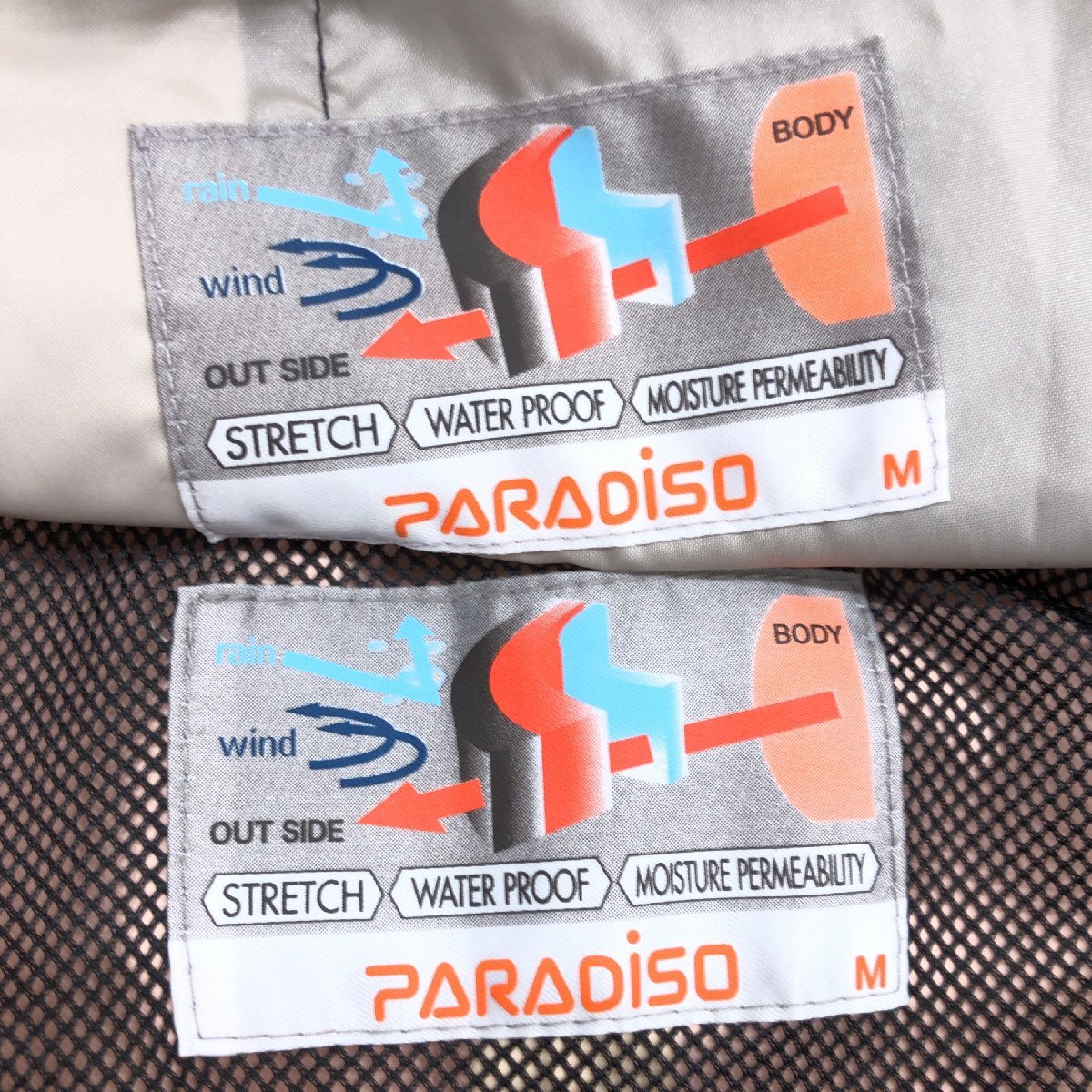 ●PARADISO パラディーゾ 2Way レインウェア セットアップ M ジャージ ゴルフ 長袖 半袖 上下 ジャケット パンツ 雨具 カッパ メンズ_画像3