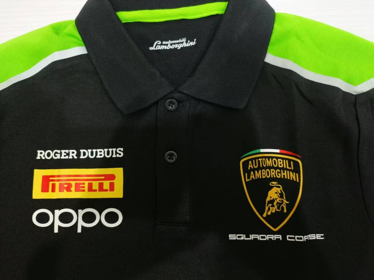 ★Lamborghini Squadra Corse Polo Shirt (3XL)ランボルギーニ オフィシャル ポロシャツ 半袖 ブラック_画像4