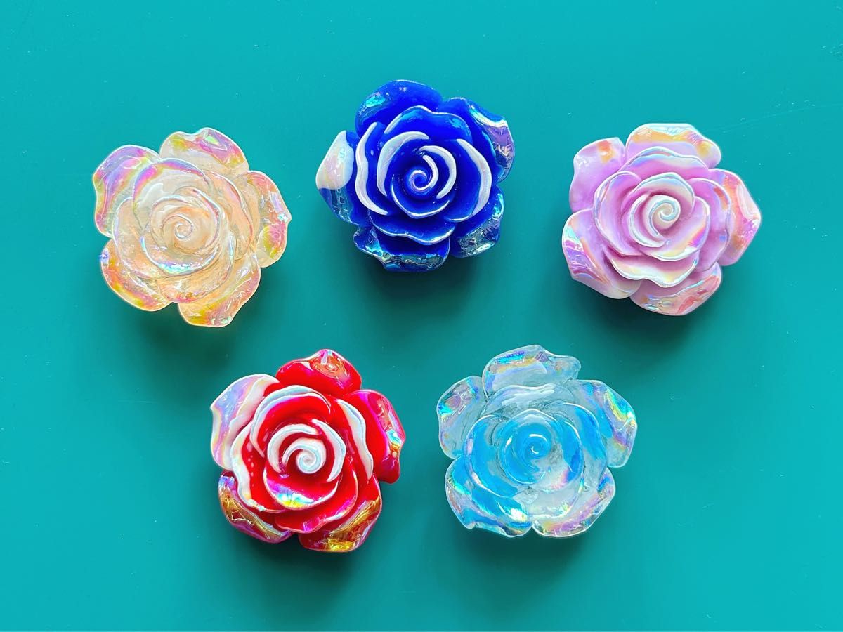 10P38mmほど蓄光グラデーションオーロラ薔薇パーツ3D立体DIYハンドメイド夜光手芸材料アクセサリーパーツデコパーツローズ光る