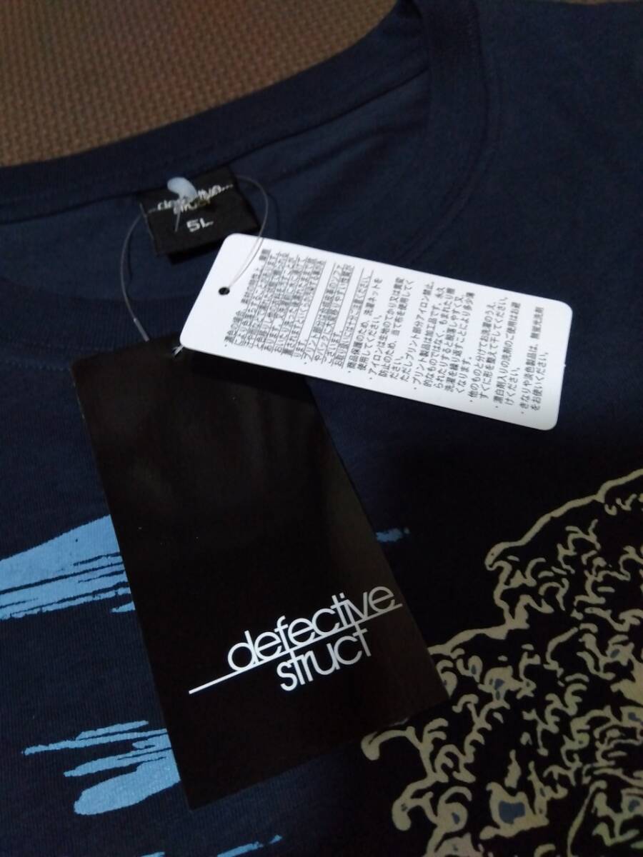 5L/紺/新品/defective struct/メンズ 半袖 Tシャツ 大きいサイズ ネイビー 和柄プリント 春夏用_画像4