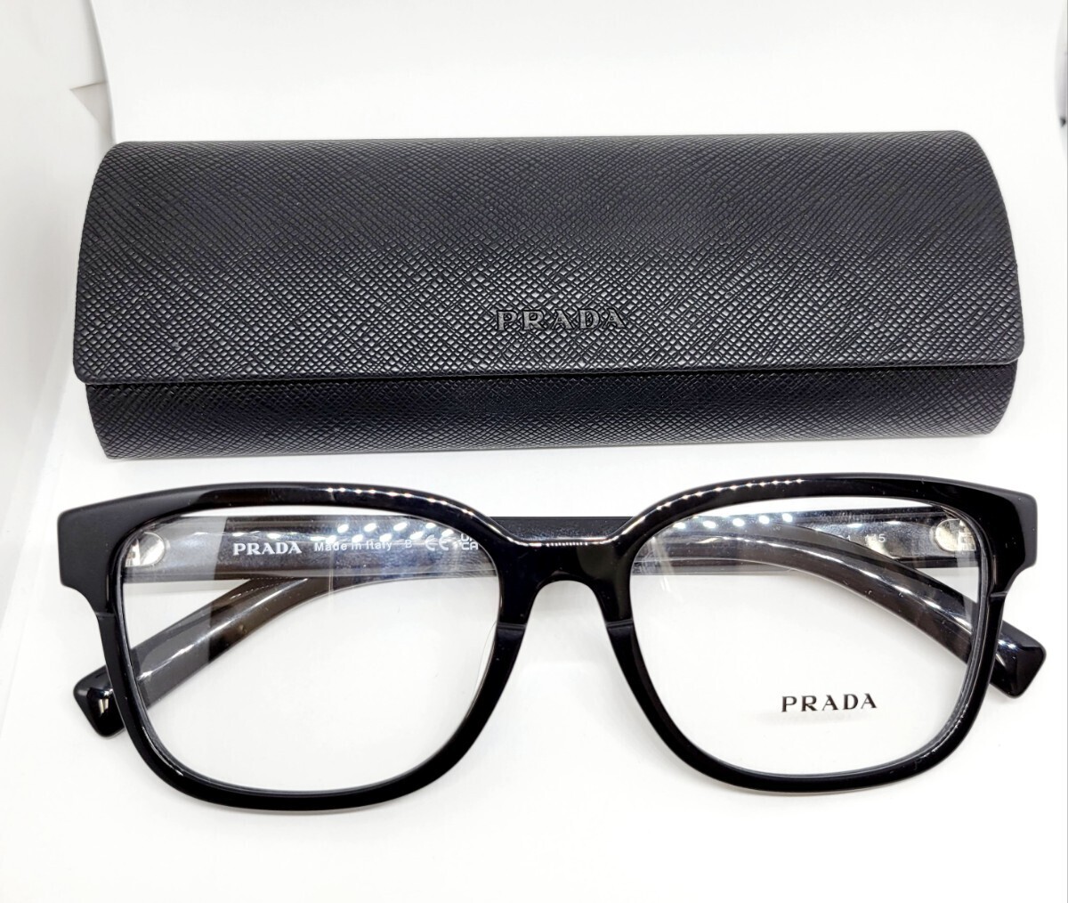 PRADA プラダ 本物 メガネフレーム 眼鏡 黒縁 ウェリントン メンズ 未使用 _画像1