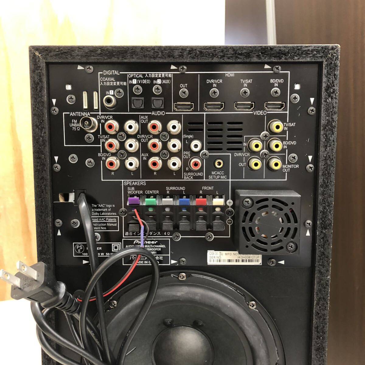 Pioneer SX-SWR1 サブウーファー 2009年製 S-SWR323 スピーカー 通電確認のみ 現状品 パイオニア 音響 システム_画像3