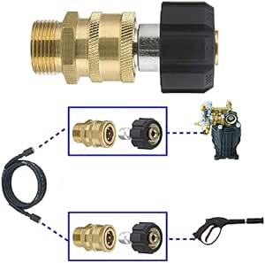 2個入 高圧洗浄機 ガン プレッシャー ワッシャー アダプター セット 1/4 M22 高圧洗浄ノズルアダプターカプラー ホースの_画像4
