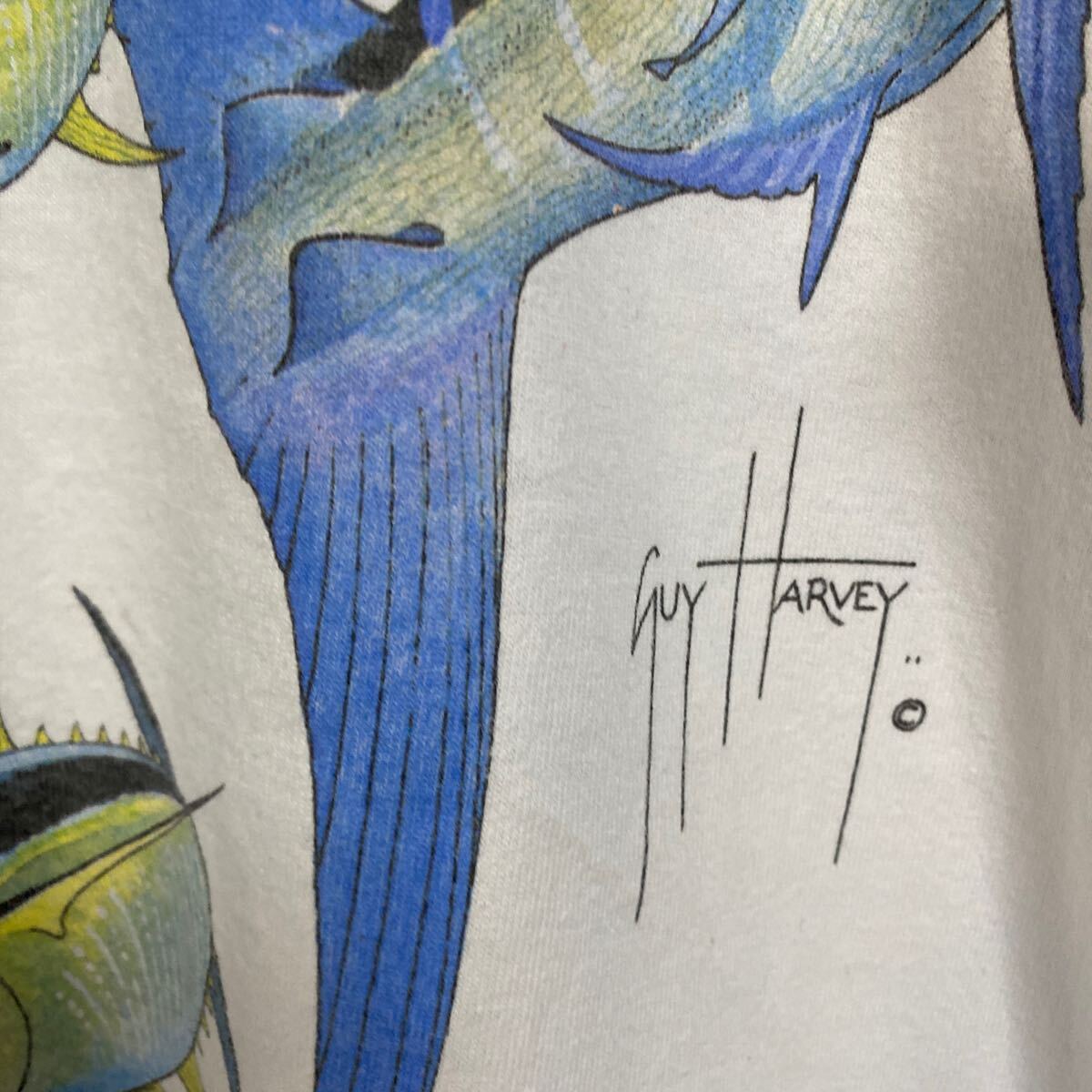 90s USA製 ビンテージ ヴィンテージ Tシャツ tee GUY HARVEY アニマル フィッシュ アート art ポケット ポケt ストリート バンド レア 音楽_画像3