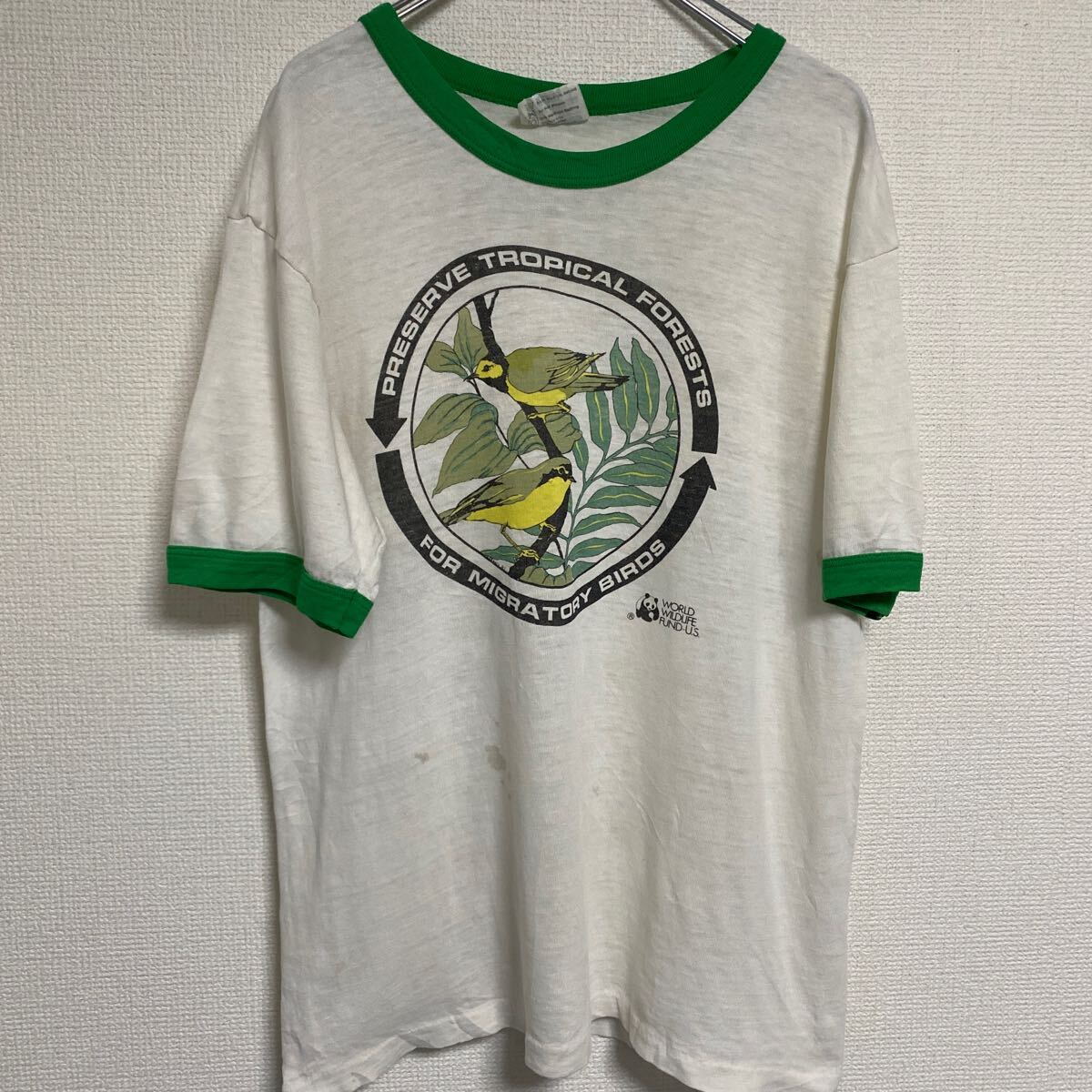 80s 90s USA製 ヘインズ hanes ビンテージ ヴィンテージ Tシャツ tee アメリカ製 古着 リンガー アニマル ジャンク ボロ バンド ロック_画像2