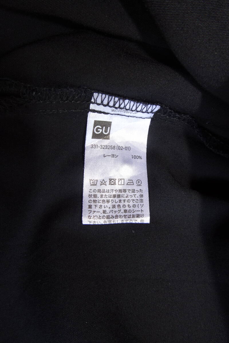 GUジーユー　黒色　オープンカラーシャツ五分袖　メンズＭ　柔らかレーヨン　ユニクロ　ブラック　_画像4