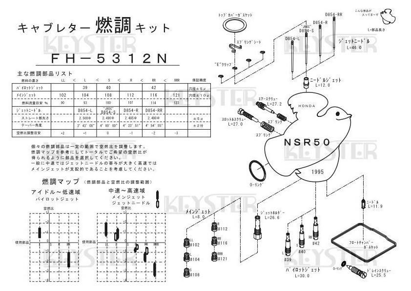 ■ FH-5312N NSR50 1995　キャブレター リペアキット　キースター　燃調キット　5_画像3