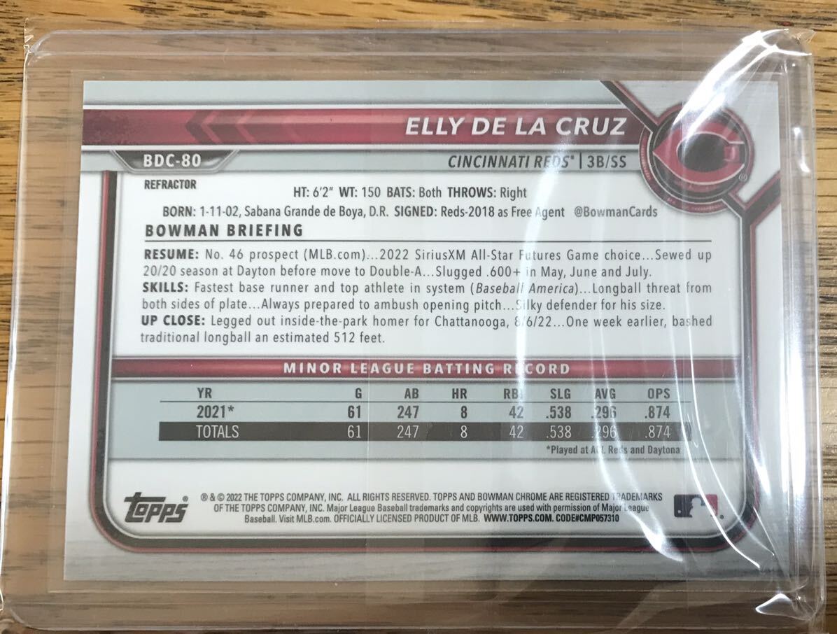 2022 Topps bowman chrome elly de la Cruz エリーデラクルーズ RC リフラクターカード mlb reds ボウマンの画像2