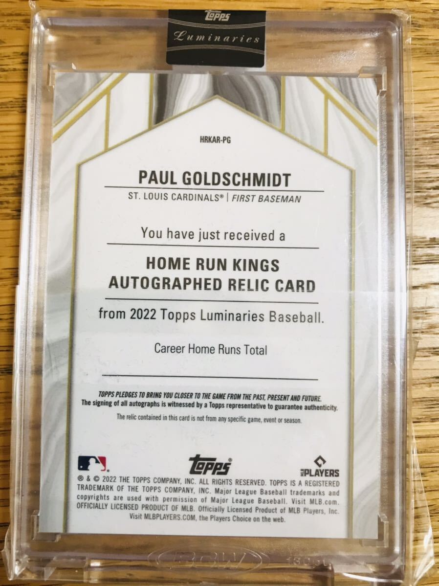 2022 Topps luminaries Paul goldSchmidt 10枚限定 直筆サインカード MLB カージナルス ポールゴールドシュミット MVP の画像2