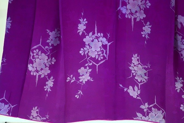 【着物フィ】アンティーク 小紋 身丈152cm 紫 袷 大正ロマン レトロ 正絹 仕立て上がり kimono 16005_画像3