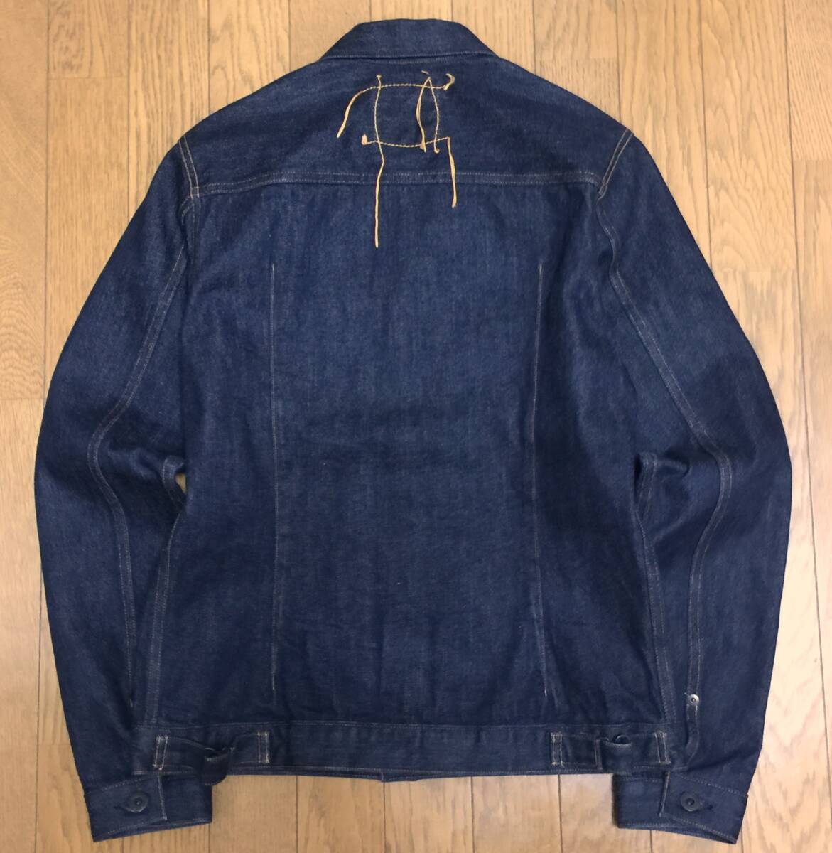 美品 KURO クロ 日本製 CROW DENIM JACKET 1st ファーストタイプ 赤耳 月桂樹ボタン インディゴ 濃紺 ヴィンテージ デニムジャケット 1 S位_画像2