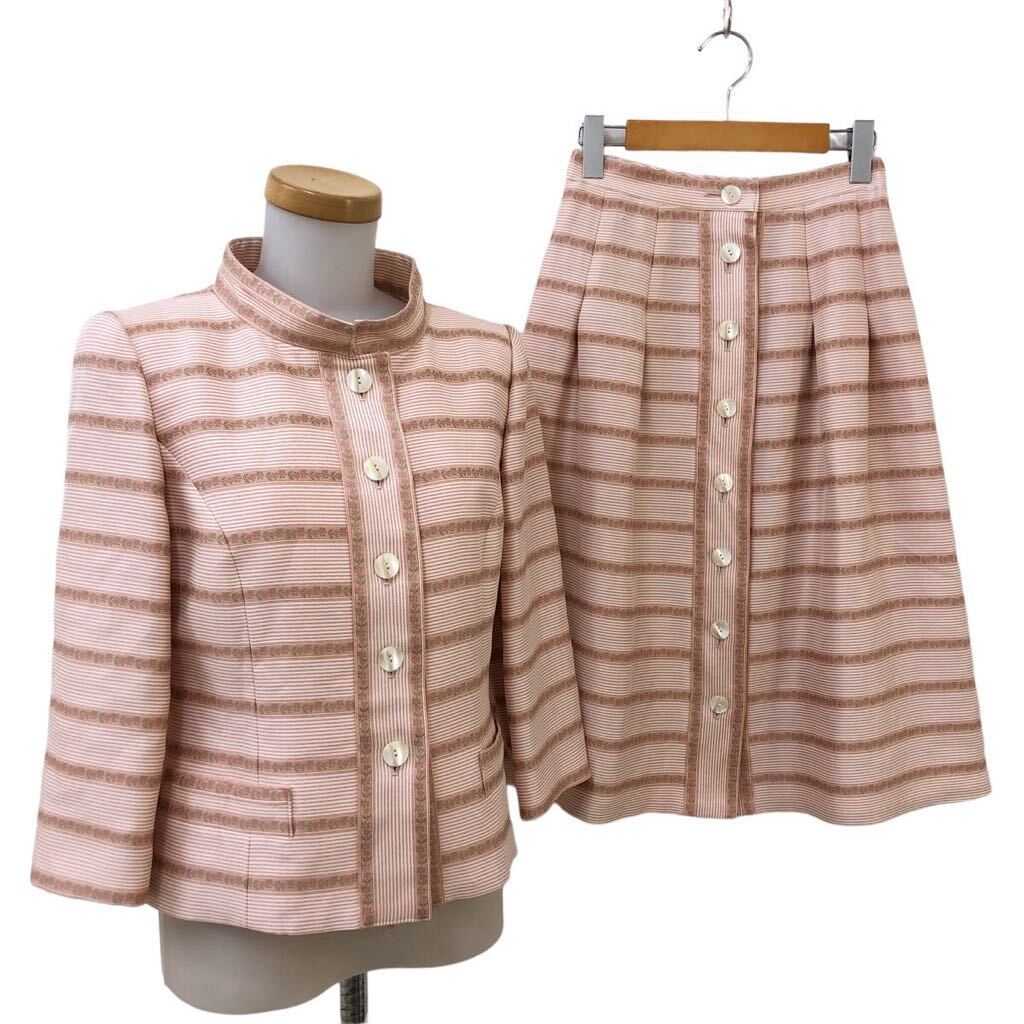 B385-50 jun ashida Jun asida выставить юбка костюм костюм жакет 7 минут рукав шелк . salmon розовый серия окантовка цветочный принт 9
