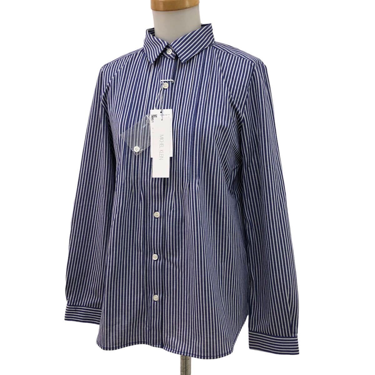 NS129⑥ unused goods MICHEL KLEIN Michel Klein regular price 12100 jpy shirt long sleeve shirt blouse tops lady's 38 blue blue 