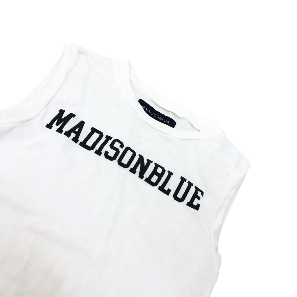S206⑦ сделано в Японии MADISONBLUE Madison голубой майка безрукавка tops tops хлопок 100% Logo tops женский белый 