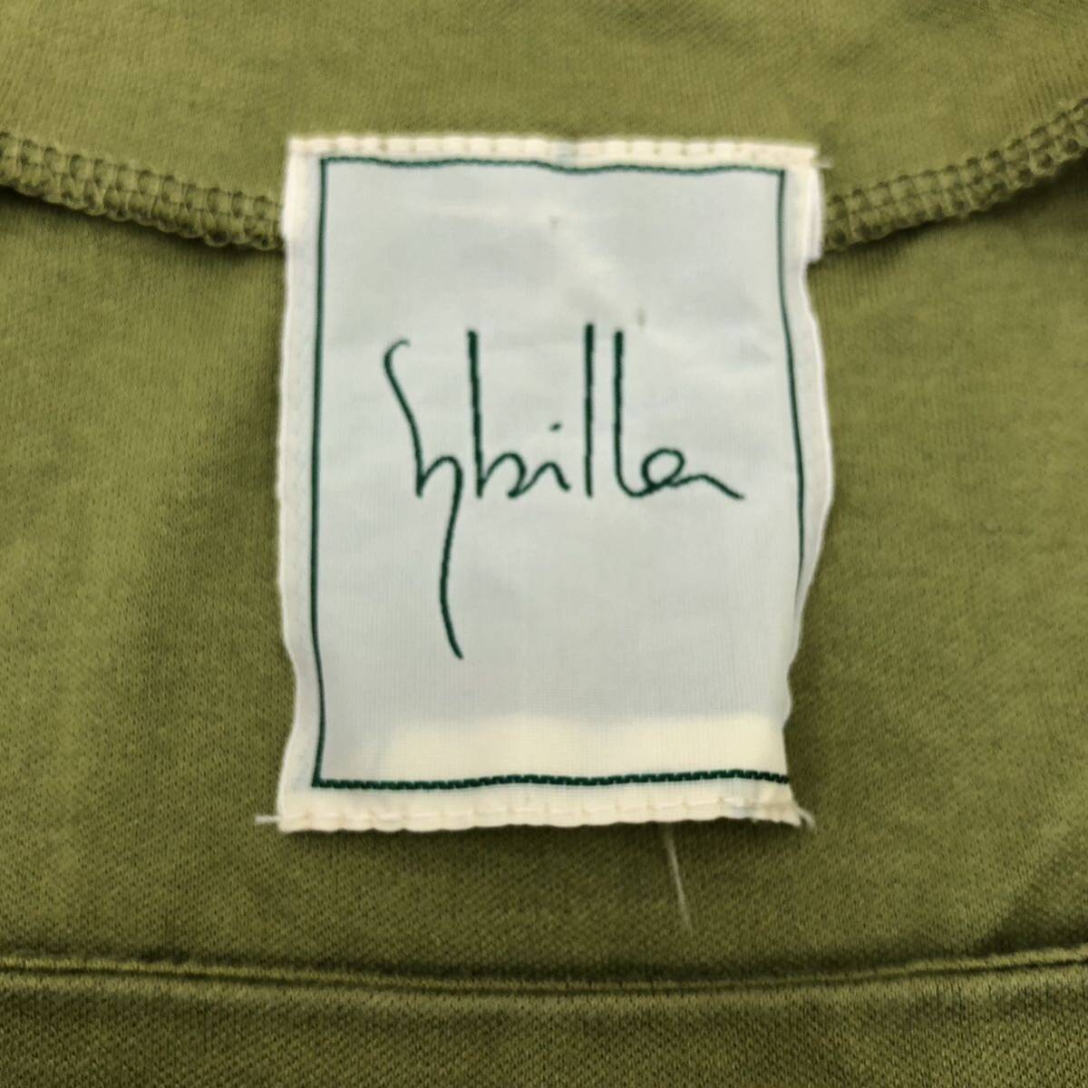 NB223-40 Sybilla シビラ カットソー シャツ トップス 五分袖 刺繍 コットン 100% グリーン系 花柄 レディース M_画像8
