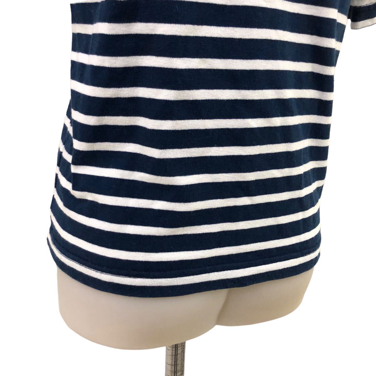 NB224 France made Le minor Le Minor short sleeves T-shirt cut and sewn tops cotton 100% navy series border pattern lady's absolute size reference 